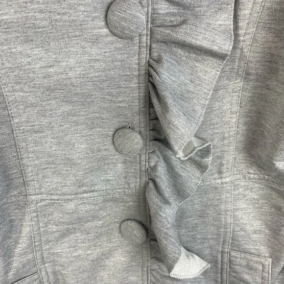 Kut from the Kloth Button Front Ruffle Gray Long Casual Jacket M GUC - Picture 6 of 16